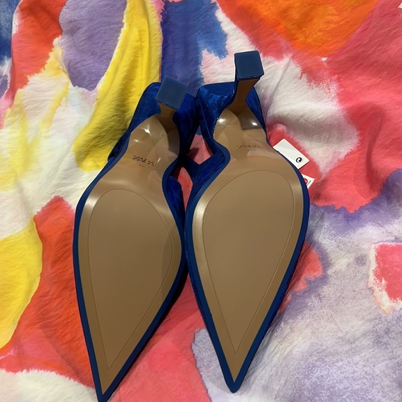 Zara pumps in Royal Blue Satin cheetah  print unworn, New with tags - Picture 7 of 8